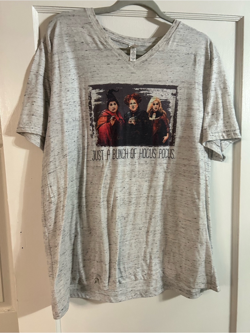 Bella Canvas Heather Gray Hocus Pocus Graphic Tee with Red Accents